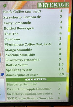 Menu  at TNK Vegan Cafe in Modesto