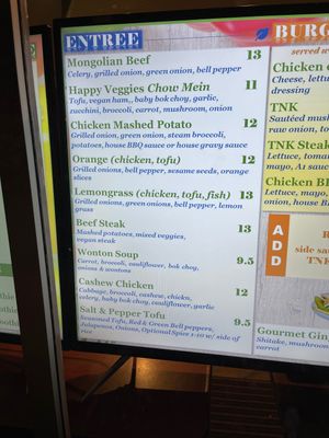 Menu at TNK Vegan Cafe in Modesto