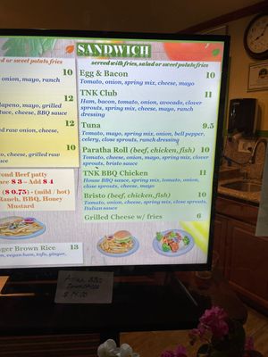 Menu  at TNK Vegan Cafe in Modesto