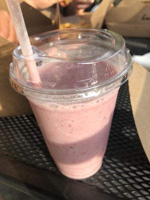 Strawberry banana smoothie  at TNK Vegan Cafe in Modesto