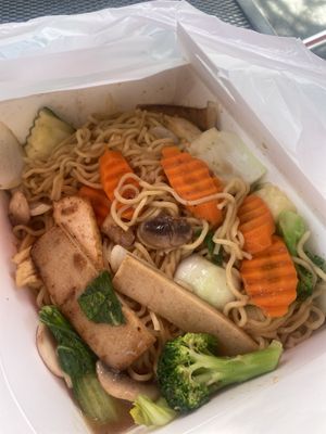Vegan Chow Mein with Faux Ham and Tofu 😛 Recommend!  at TNK Vegan Cafe in Modesto