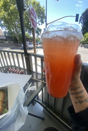 Strawberry Lemonade on a Warm Day - I Forgot It’s Too Sweet - Recommend Watering It Down  at TNK Vegan Cafe in Modesto