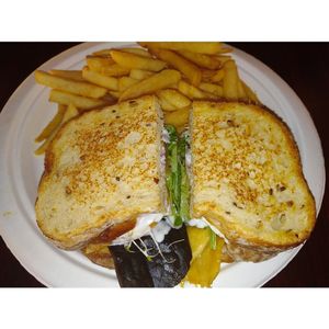 TNK Egg & Bacon Sandwich!!! :) at TNK Vegan Cafe in Modesto