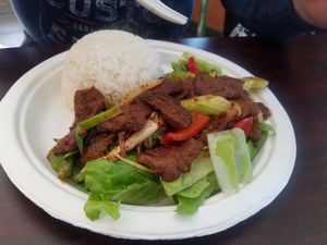 Mongolian beef at TNK Vegan Cafe in Modesto