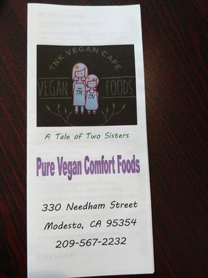 Menu 1 of 6 at TNK Vegan Cafe in Modesto
