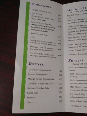 Menu 2 of 6 at TNK Vegan Cafe in Modesto