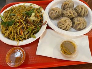Vegan momos and chow mein at Urban Momo in San Jose