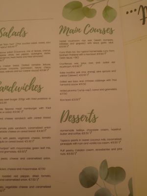 Menu at Takuara in Badalona