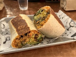 Burrito with Brussels sprouts   at Tacoria in Princeton