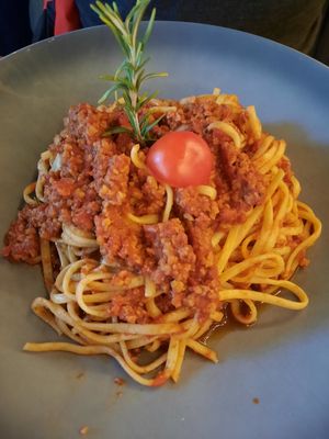 Vegan bolognese at Aposto in Bamberg