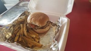 Impossible burger was good but chicken was better. Truffle fries were amazing. at Cool Al's in Jackson
