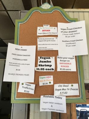 Menu specifying vegan at Cool Al's in Jackson