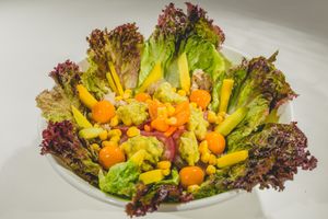 Fresh salad, with gooseberries and fresh vegetables. at Green Kitchen in Cartagena