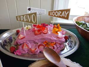 Vegan strawberry cake made by special request for an event at Green Lane Naturals in Green Lane