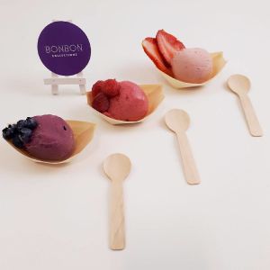 Vegan ice cream with coconut milk, real fruits, maple syrup and aquafaba
 at Bonbon Collections in Montreal