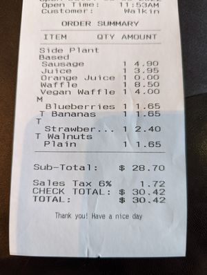 Expensive AF for one person at Waffles INCaffeinated in Beaver