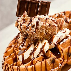 waffle with chocolate chips at Waffles INCaffeinated in Beaver