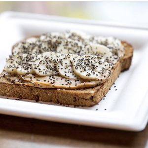 Peanut butter banana chia whole grain toast. at The Pit and the Peel in Richmond