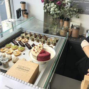 Cake selection at Les Petites Patisseries in Paris