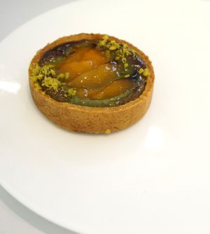 Apricot/Pistachio Tart (from "Jo & Nana Cakes") at Les Petites Patisseries in Paris
