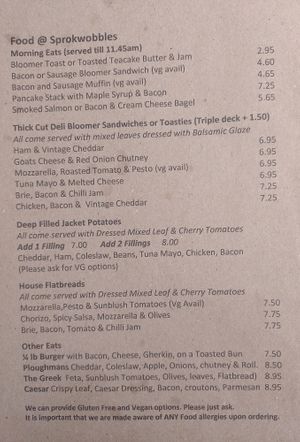 Gluten free and vegan options at Sprokwobbles in Usk