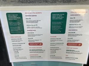 Menu Portugese - English  at O Burrito in Coimbra