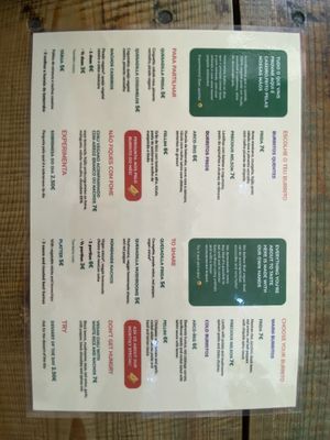 Food Menu  at O Burrito in Coimbra