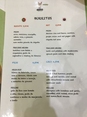 Menu part 2 at O Burrito in Coimbra
