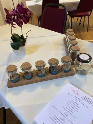 Tea samples for us to smell #Veganuary at The Vegan Cakery in Leicester
