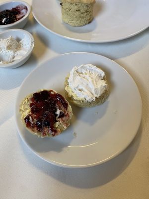 Scones with blackcurrant conserve and cream #Veganuary at The Vegan Cakery in Leicester