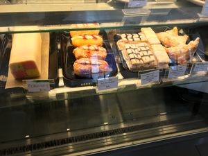 Vegan Cakery Battenberg, cream doughnuts and mille feuilles. Stocked in the counter in Cafe Mbriki (regularly receiving fresh deliveries- check Twitter/ Facebook) at The Vegan Cakery in Leicester
