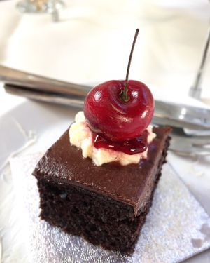 Vegan afternoon tea: chocolate & cherry cake at The Vegan Cakery in Leicester