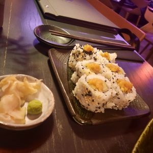 Sushi with fried mushrooms at Kansha in Munich