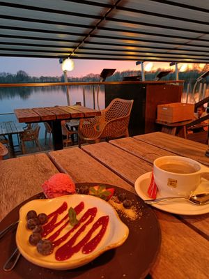 Coconut Panna Cotta, with coffee at Else am See in Schuettorf