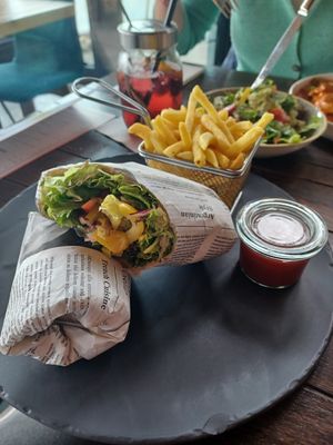 Falafel wrap with Else fries at Else am See in Schuettorf
