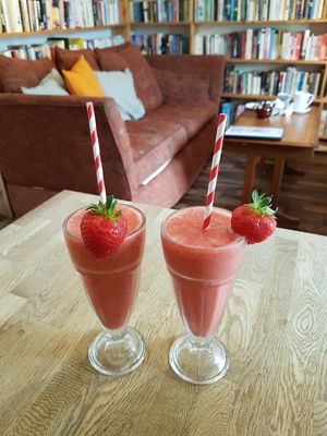 Strawberry split smoothie at Glaisnock Café and Guest House in Wigtown