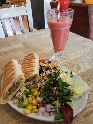 Haggis and vegan cheese toastie at Glaisnock Café and Guest House in Wigtown