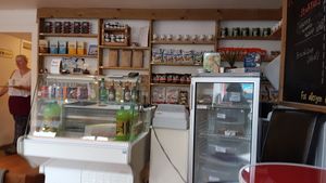 Counter with cake at Glaisnock Café and Guest House in Wigtown