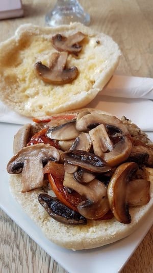 Breakfast roll with haggis, tomato and mushroom at Glaisnock Café and Guest House in Wigtown