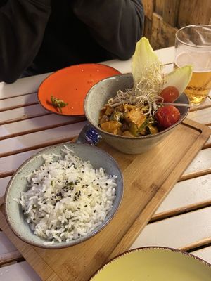 Arroz con curry rojo y tofu at Mic Moc in Tarifa