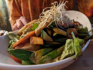 Great salad with grilled veggies at Mic Moc in Tarifa