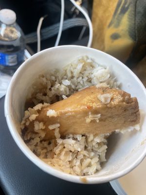 Ginger tofu with rice  at NuVegan in Richmond