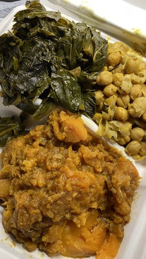 Sweet Potatoes, chickpeas, collard greens  at NuVegan in Richmond