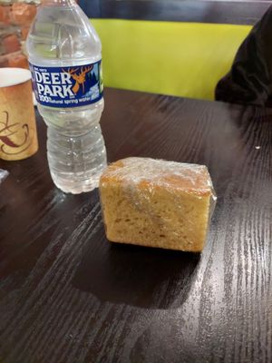Corn bread, water bottle for scale.....it's big at NuVegan in Richmond