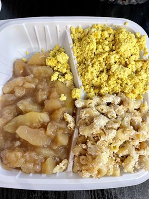 3 sides: tofu scramble, mac n cheeze, stewed apples  at NuVegan in Richmond