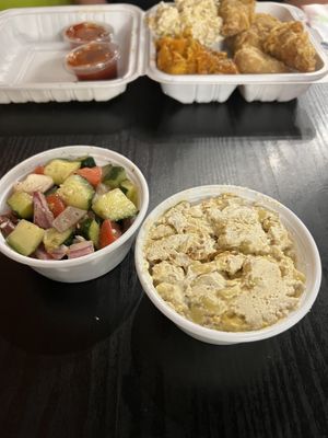 Greek salad, Mac-n-cheez    at NuVegan in Richmond