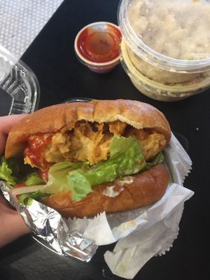 A chicken sandwich the size of my head!!! at NuVegan in Richmond