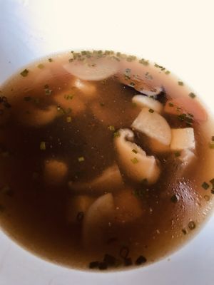 Vegan soup with shiitake and tofu - delicious  at Hachiko Sushi in Warsaw