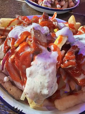 Loaded Fries: Bean Curd and Pepper   at Mexico 70 in Sunderland