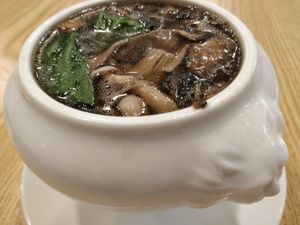 Mushroom soup at Food Fortune Vegetarian Restaurant in West Singapore